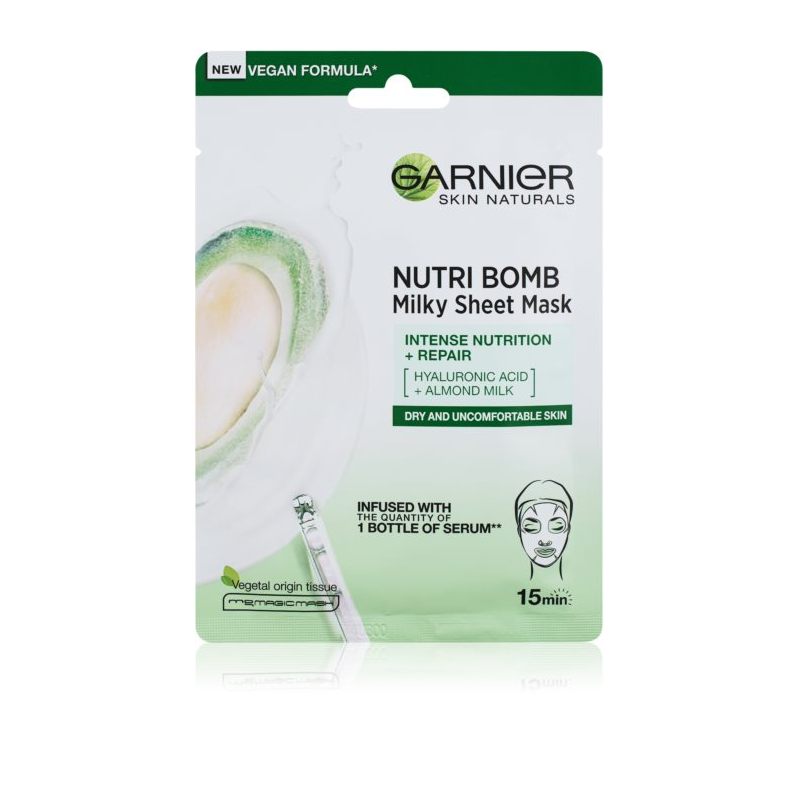 Garnier Skin Naturals Nutri Bomb maska odżywcza w płacie do skóry suchej 32 g