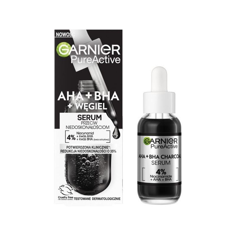 Garnier Pure Active Serum przeciw niedoskonałościom  AHA + BHA + Węgiel 30ml