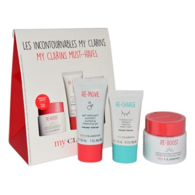 Clarins set Re-Boost Hydrating Cream 50ml + Re-Move Purifying Claensing Gel 30ml + Re-Charge Relaxing Sleep Mask 15ml