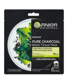 Garnier Skin Naturals Pure Charcoal Black Sheet Mask Pore-Tightening+Hydrating czarna maska do twarzy w płacie