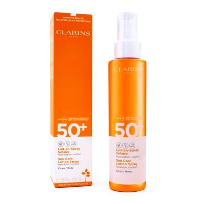 Clarins mgiełka do ciała z ochroną przeciwsłoneczną Sun Care Lotion Spray SPF50+ 150 ml