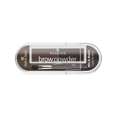 Essence Brow Powder zestaw do stylizacji brwi z pędzelkiem 02 Dark & Deep 2,3g