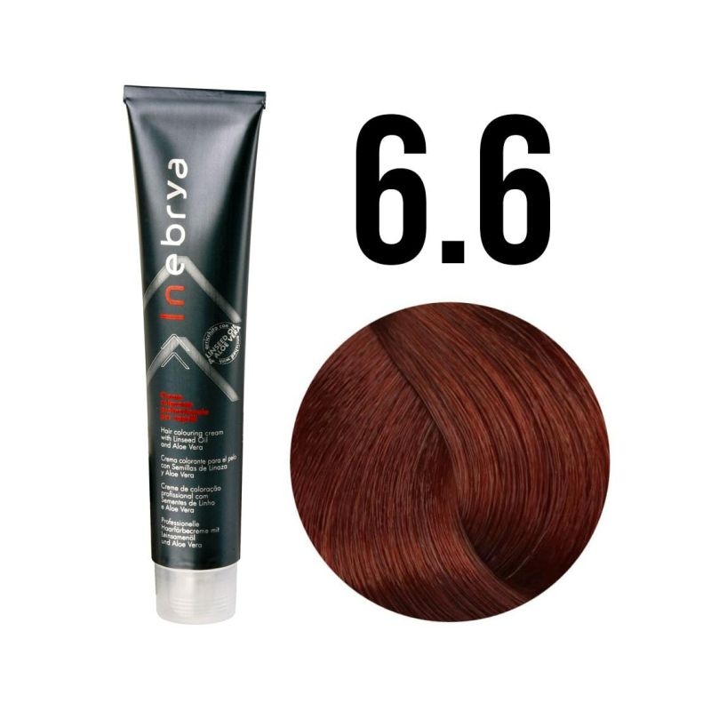 Inebrya krem koloryzujący do włosów z olejem lnianym i aloesem  6.6